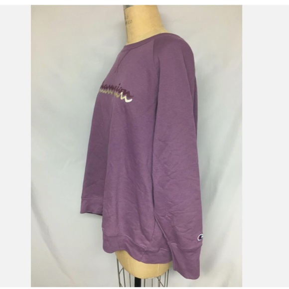 CHAMPION Plus Size Powerblend Logo Boyfriend Sweatshirt GF914 Purple 3X NWT $50 - Picture 2 of 4